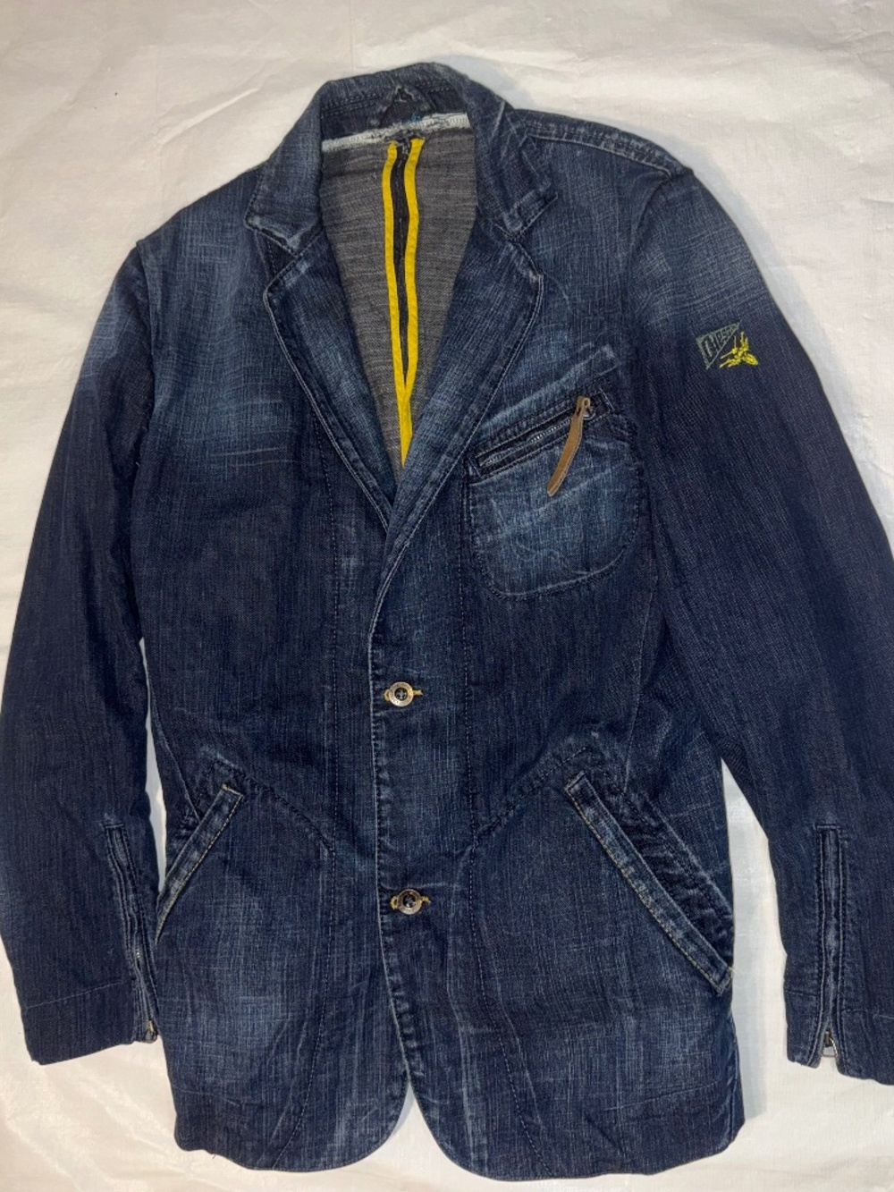 Diesel tailored jacket, denim jacket, size small blue